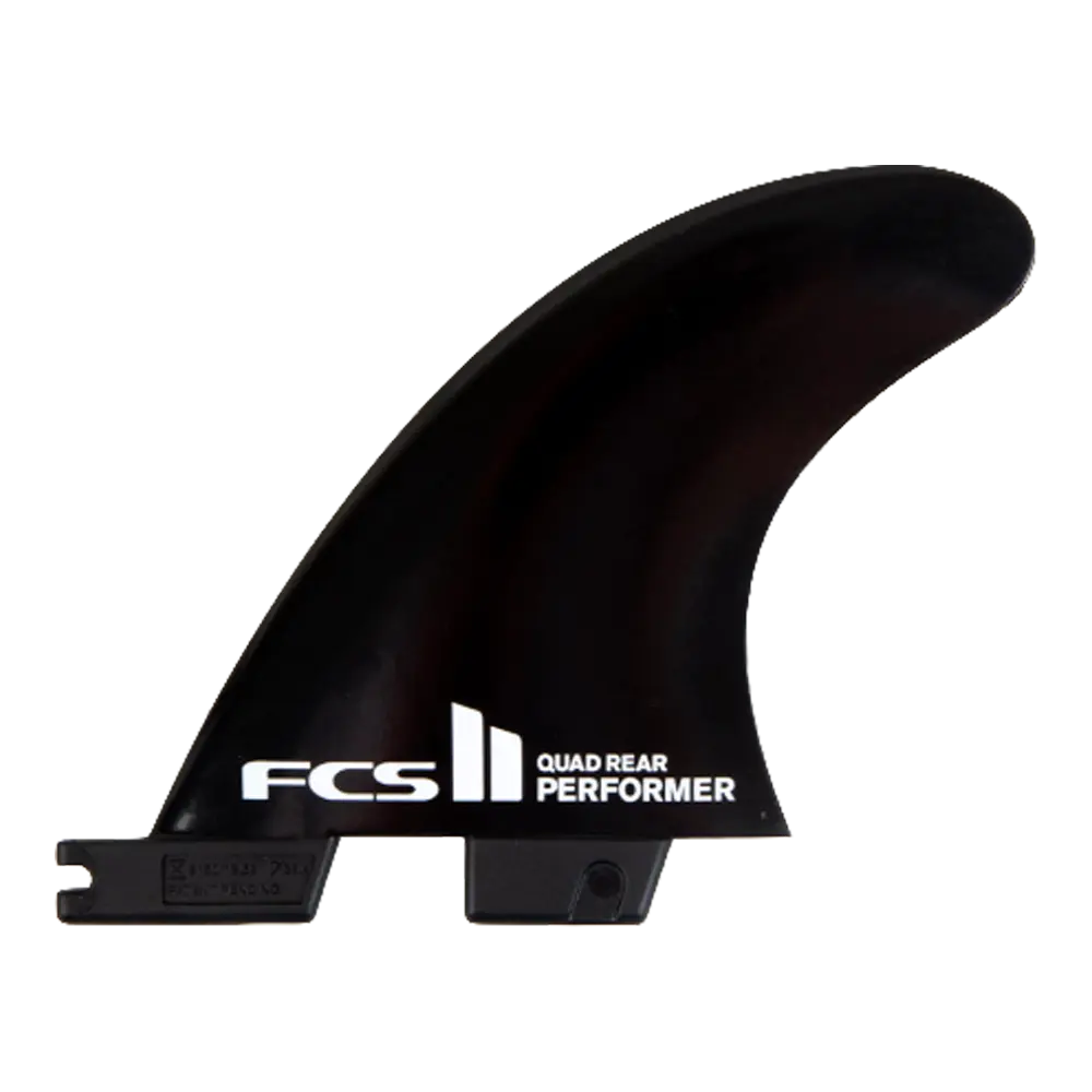 FCS II - Ailerons Quad - Performer Rear retail Fibre de verre flex noir Surf Hardware International