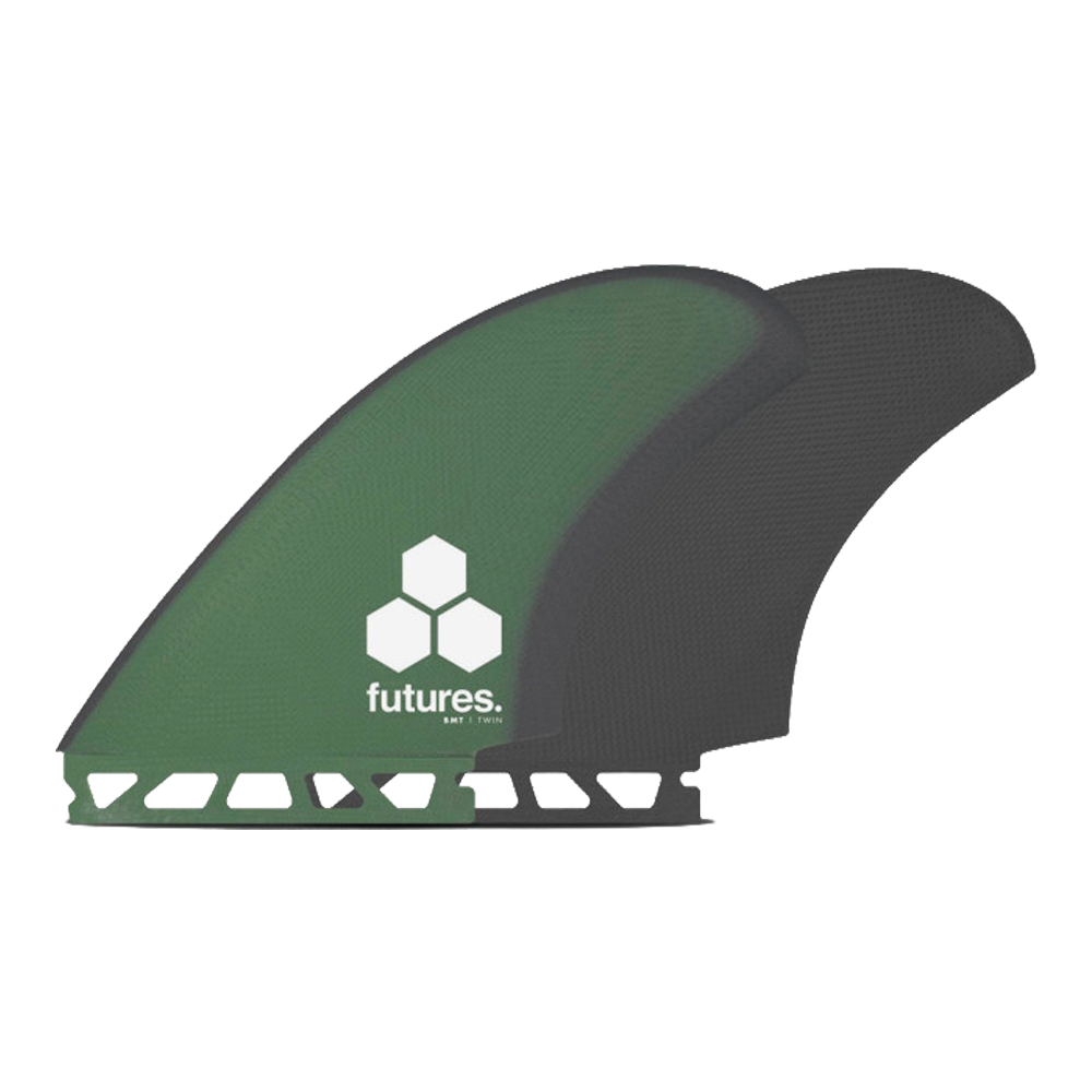 Futures - Ailerons Twins - BMT Britt Merrick Fibre de verre vert Viral surf
