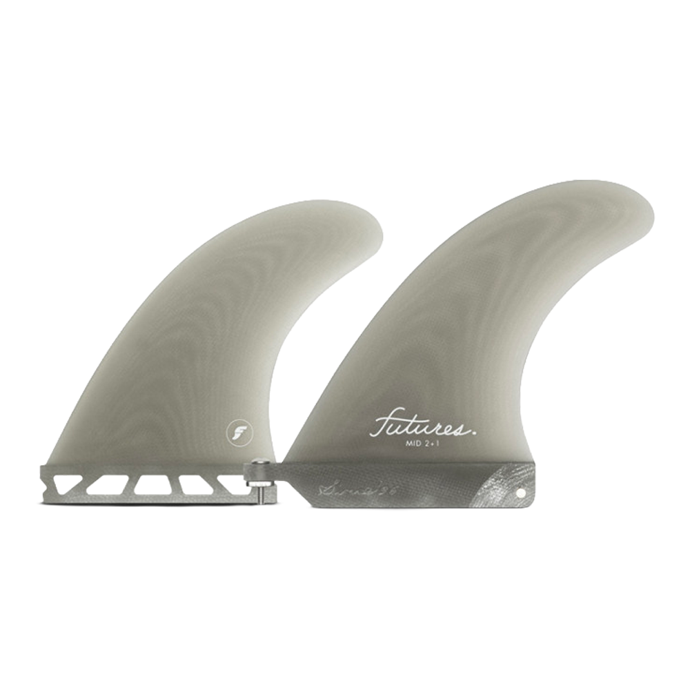 Futures - Ailerons Twins + 1 - Mid 2+1 Fibre de verre gris Viral surf