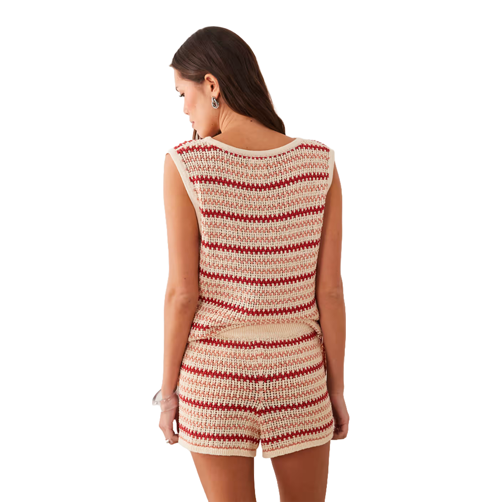 Rhythm - Shorts Femme - Tami stripe knit short Beige Hoff
