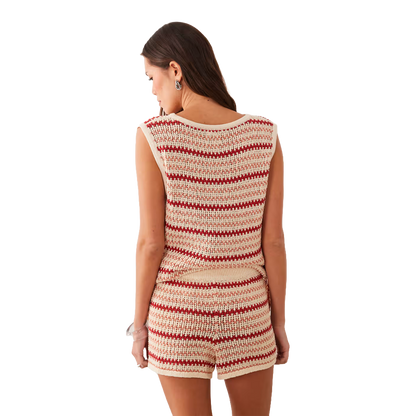 Rhythm - Shorts Femme - Tami stripe knit short Beige Hoff