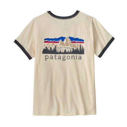 Patagonia - T-shirts - W's Fitz Roy Foothills Ringer Tee beige Patagonia Purpose Trust