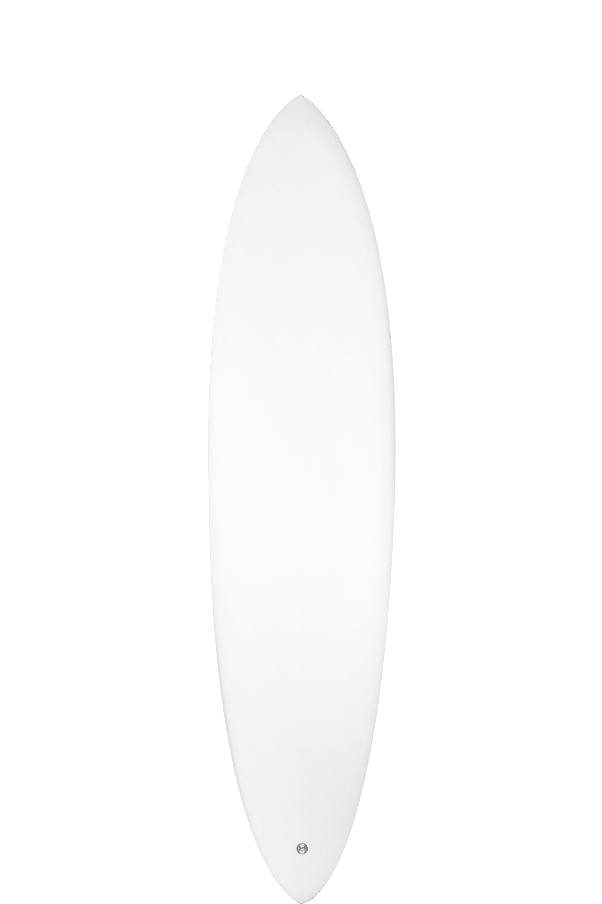 Shapers-Club- La planche de surf « Addiction - Eldorado », mesurant 7'1" x 20" x 2' 3/4", présente une forme profilée avec une pointe en haut. Elle a une surface blanche lisse ornée d'un petit logo Eldorado près du bas, présentant un design simple et épuré sans aucun graphisme ou couleur supplémentaire. -surfshop-surfboard