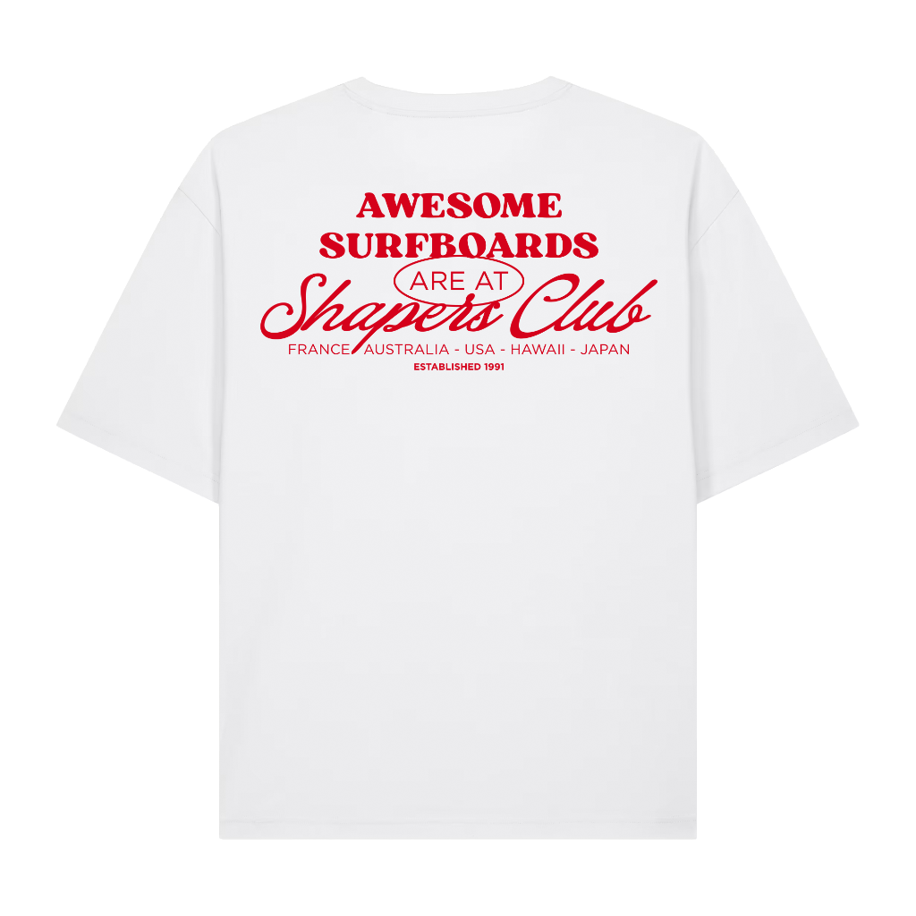 Shapers Club - T-Shirt Oversize - Awesome surfboards - Blanc - Face arrière