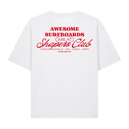 Shapers Club - T-Shirt Oversize - Awesome surfboards - Blanc - Face arrière