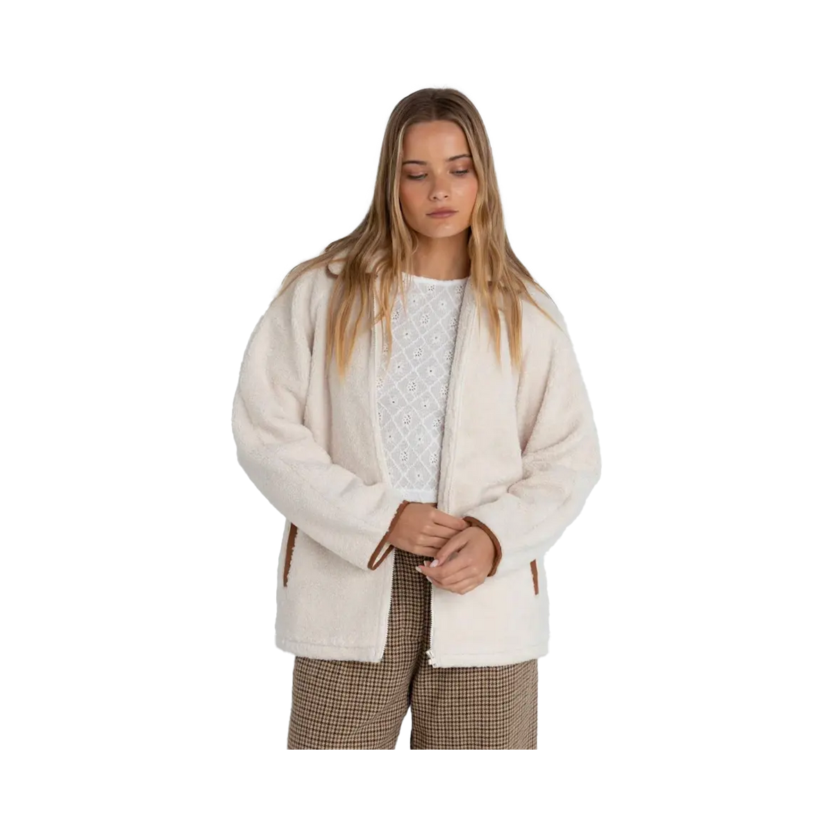 Rhythm - Women's fleece jacket - Snowy sherpa jacket beige Rhythm