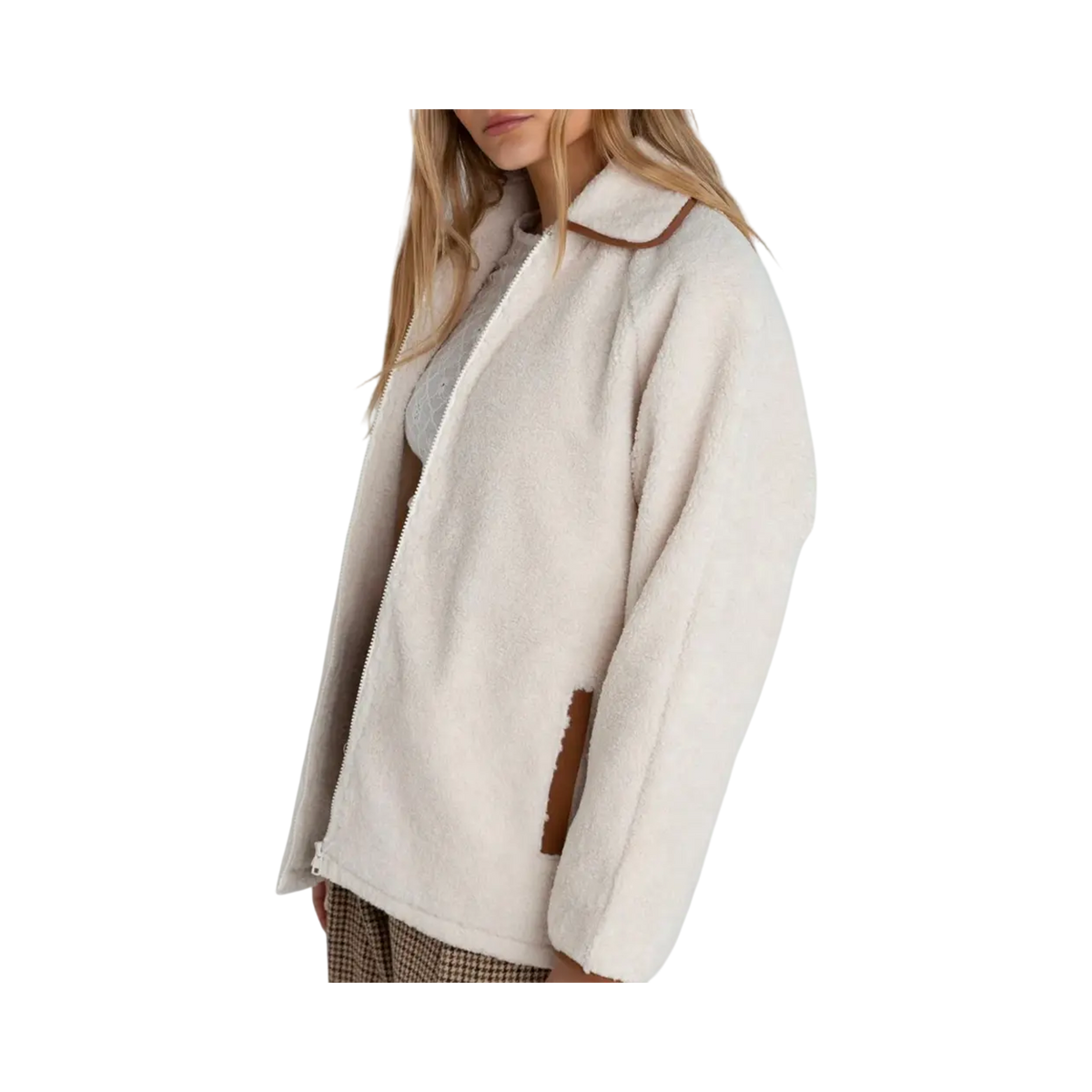 Rhythm - Women's fleece jacket - Snowy sherpa jacket beige Rhythm
