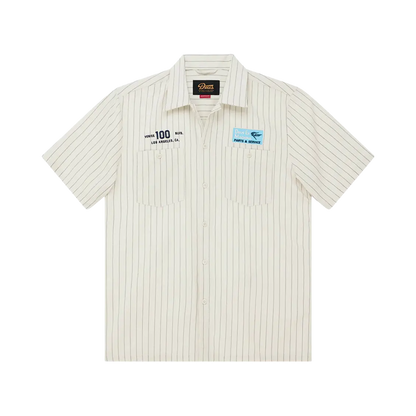 Deus Ex Machina - Short-sleeved shirts - Forecourt stripe shirt beige Deus ex machina
