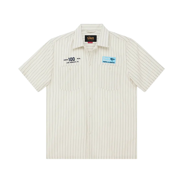 Deus Ex Machina - Chemises manches courtes - Forecourt stripe shirt beige