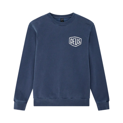 Deus Ex Machina - Round-neck sweatshirt - Shield garment dyed crew blue Deus ex machina