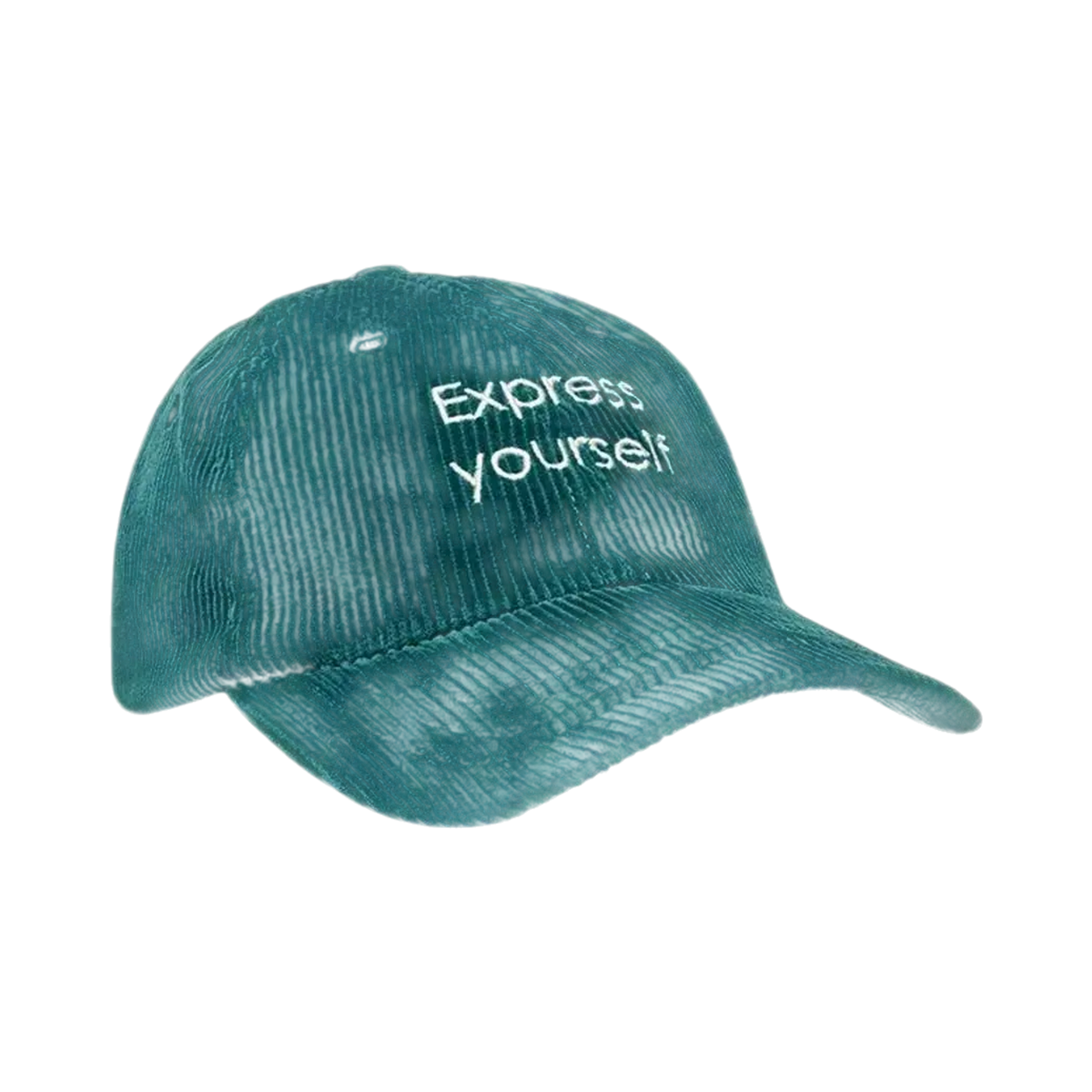 Surfshop green corduroy cap - Shapers Club House with white "Express yourself" embroidery