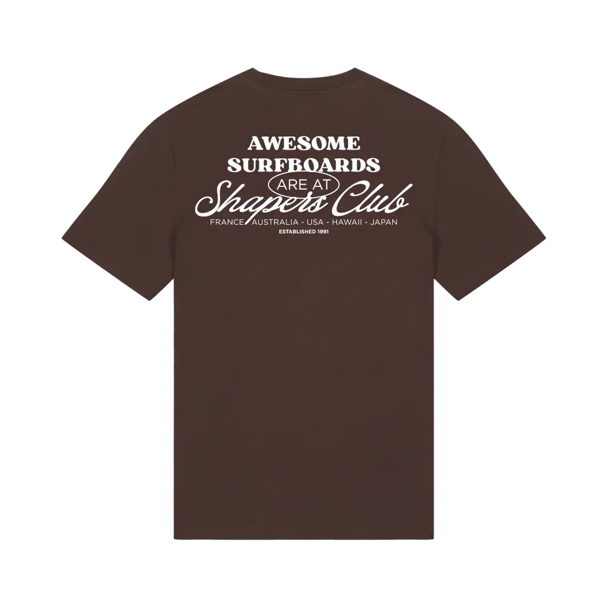 Shapers Club - Regular T-Shirt - Awesome surfboards - Brown - Back side