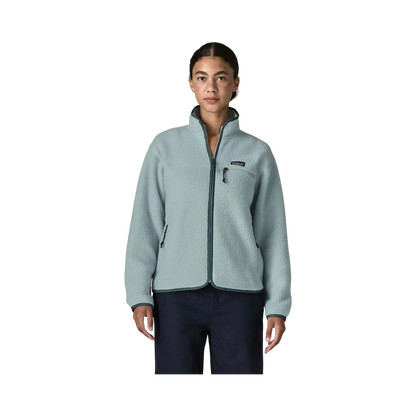 Patagonia W's Retro Pile Jkt blue - Sherpa jacket on transparent background - Surfshop Shapers Club House, La Rochelle