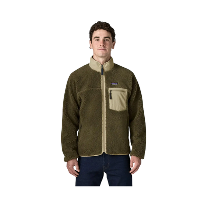 Patagonia M's Classic Retro-X Jkt green - Sherpa jacket on a transparent background - Surfshop Shapers Club House, La Rochelle