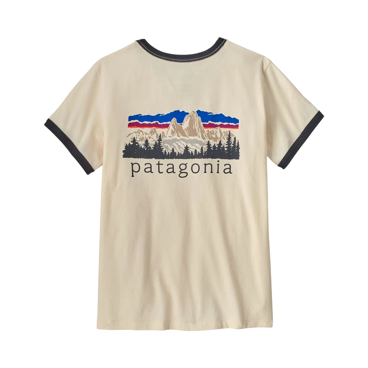 Patagonia - T-shirts - W's Fitz Roy Foothills Ringer Tee beige Patagonia Purpose Trust