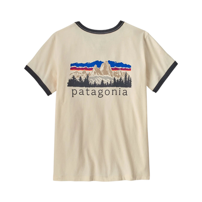 Patagonia - T-shirts - W's Fitz Roy Foothills Ringer Tee beige Patagonia Purpose Trust