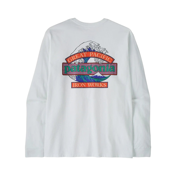 Patagonia - T-shirts - M's L/S Great Waves Responsibili-Tee blanc