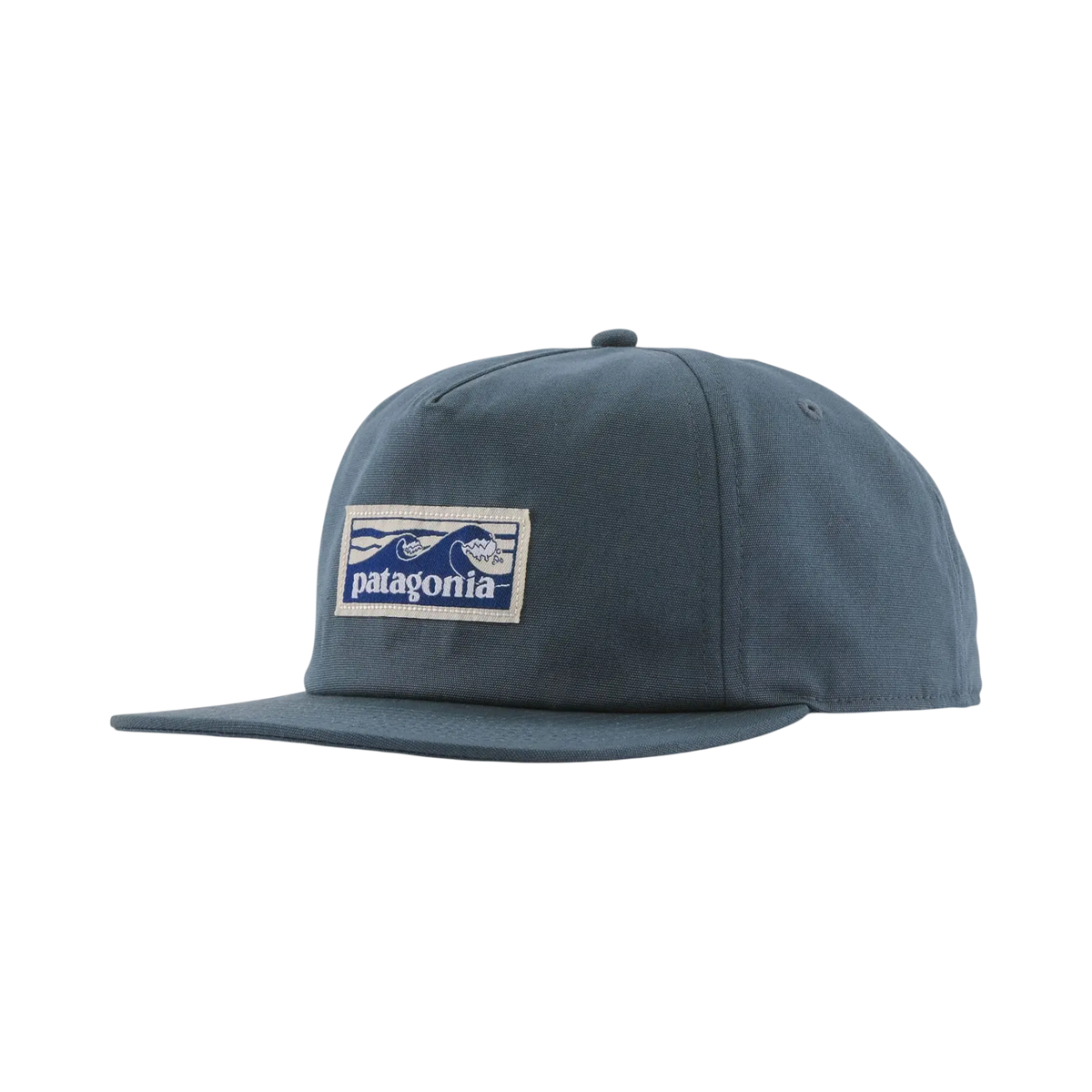 Surfinshop Cap - Shapers Club House Patagonia Boardshort Label Funfarer blue with surf logo on black background