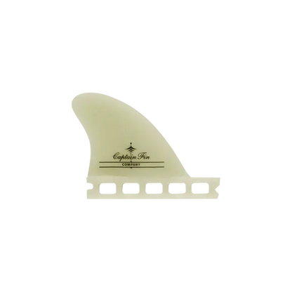 Shapers-Club- Aileron de planche de surf blanc de la Captain Fin Company, le « Josh Hall SB (Single Tab) », est doté d'une petite ancre et de la signature de Josh Hall. Il présente une forme légèrement incurvée avec une base transparente pour une fixation facile à l'aide d'une seule languette. -surfshop-surfboard