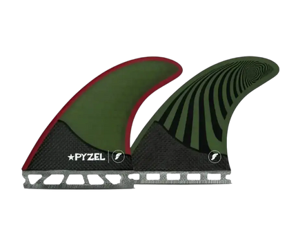 Futures Fins Pyzel Medium RTM - Jeu de derives de surf sur fond transparent - Surfshop Shapers Club House, La Rochelle