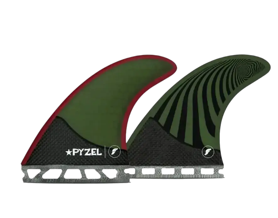 Futures Fins Pyzel Medium RTM - Jeu de derives de surf sur fond transparent - Surfshop Shapers Club House, La Rochelle