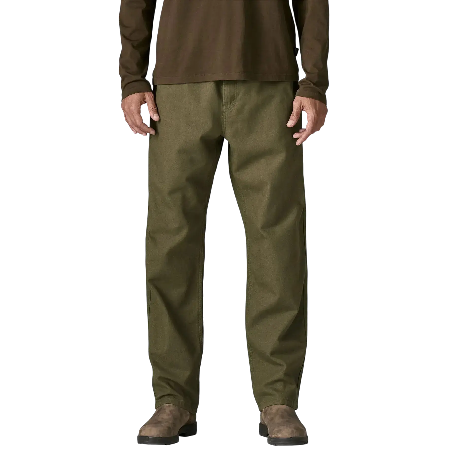 Patagonia M's Point Reyes Canvas Gi Pants vert - Pantalon en toile sur fond transparent - Surfshop Shapers Club House, La Rochelle