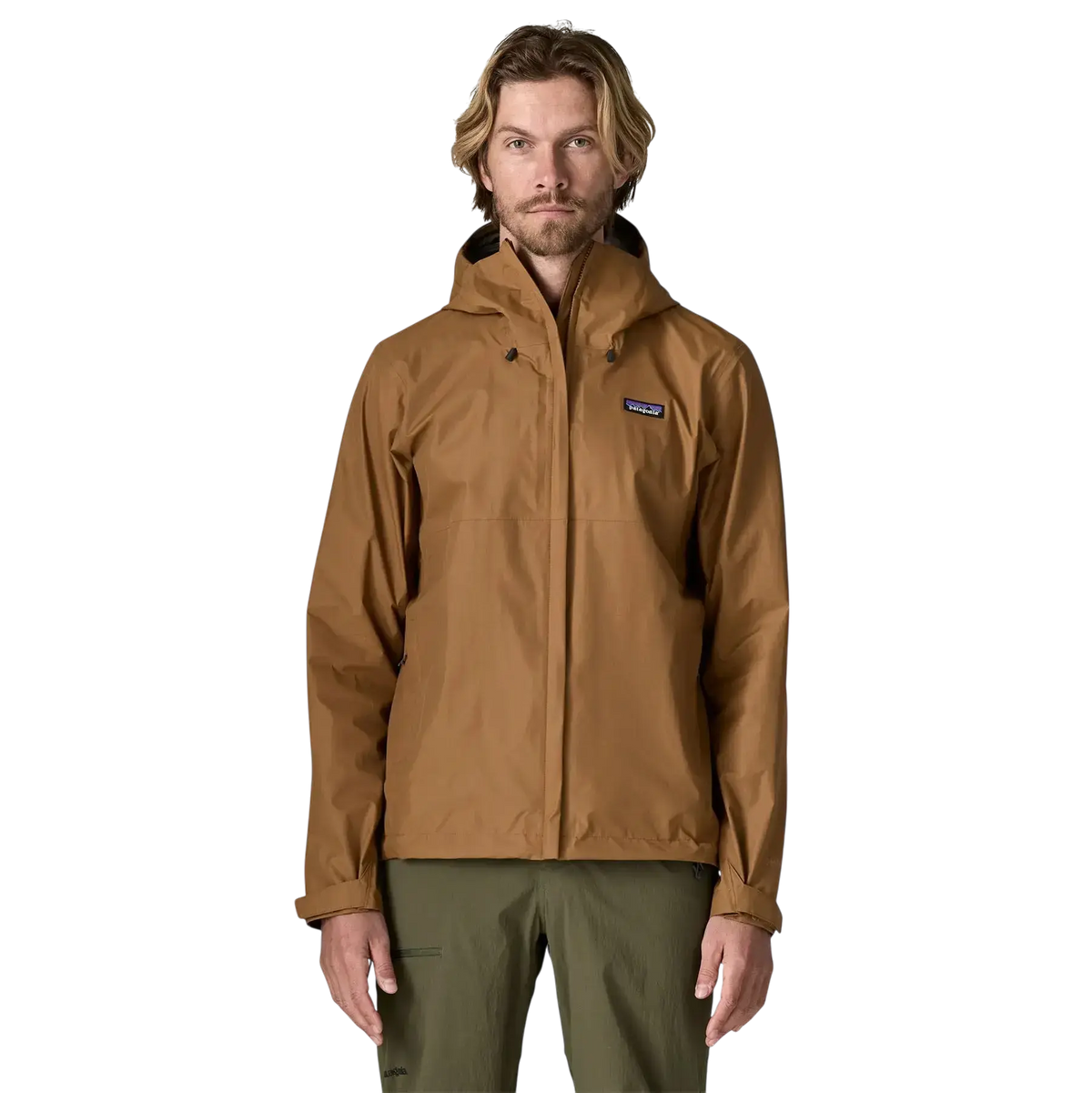 Patagonia M's Torrentshell 3L Rain Jkt marron - Veste impermeable sur fond transparent - Surfshop Shapers Club House, La Rochelle