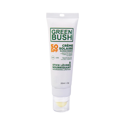COMBI GREENBUSH : CREME SOLAIRE SPF50 20ML / STICK LEVRES NOURRISANT 2GR "BIO COSMOS" - photo 1