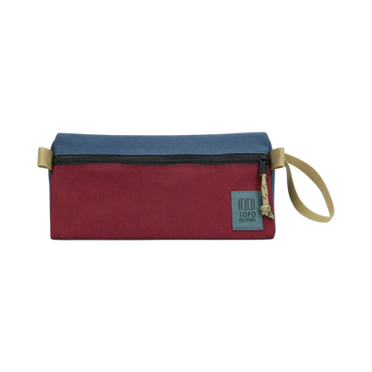 Surfshop toiletry set - Shapers Club House TOPO in blue and burgundy denim with zipper and dragon buckle