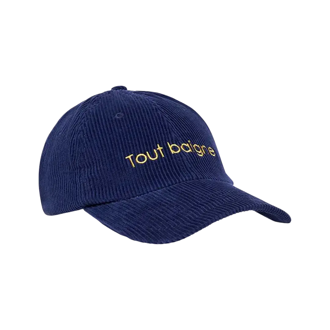 Casquette en velours côtelé bleu Surfshop - Shapers Club House avec broderie jaune Tout baigne