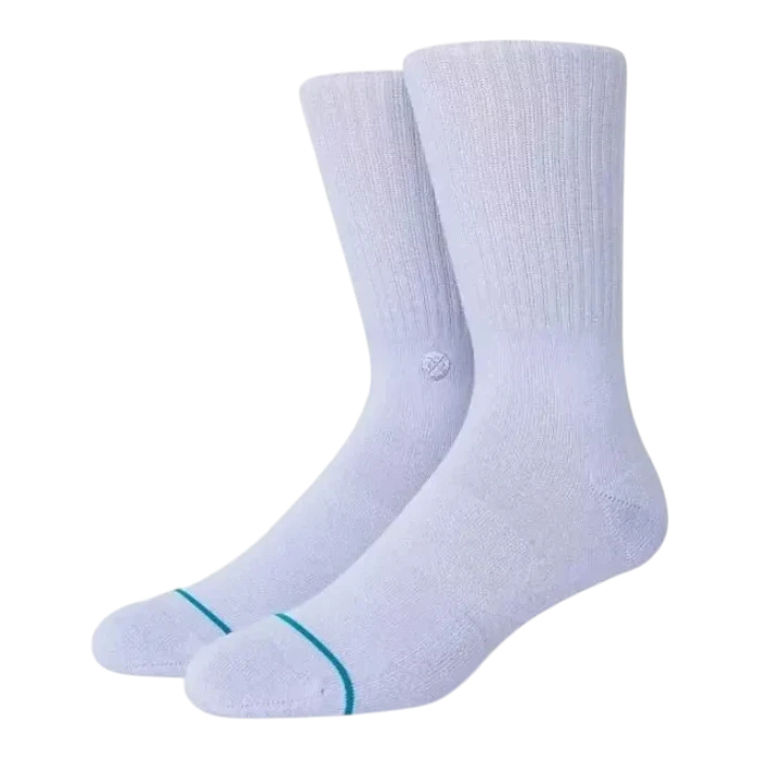 Chaussettes Stance Icon violettes en coton avec logo brodé et détail turquoise sur la pointe, Surfshop - Shapers Club House